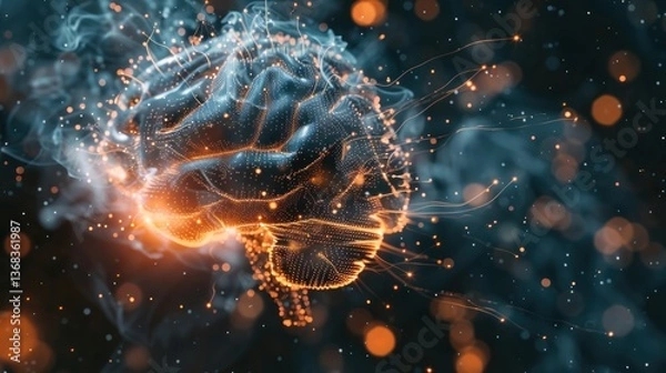 Fototapeta Abstract 3D Digital Brain Concept