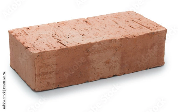 Obraz New single unused red brick isolated on white background