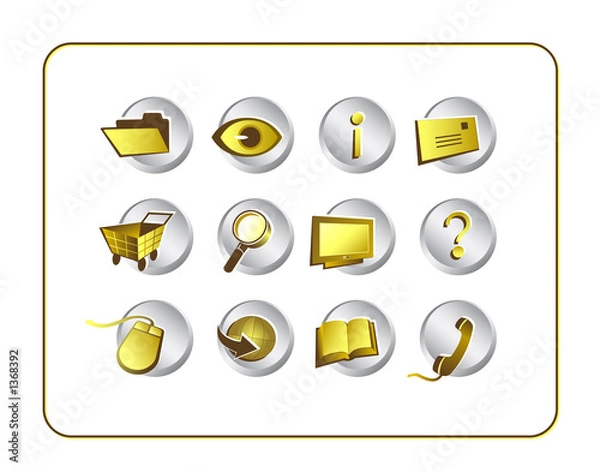 Obraz icon set golden with clipping paths