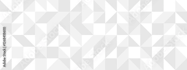 Obraz White seamless background of triangles in modern style, flat vector illustration. Cover of gray geometric shapes in retro texture for web design or postcard.