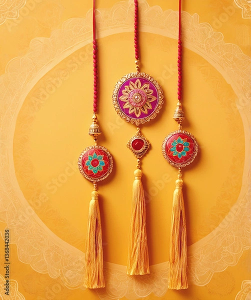 Obraz Joyful raksha bandhan festival background with elegant rakhi design