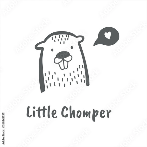 Fototapeta Сute animal faces in scandinavian style vector illustration on white background