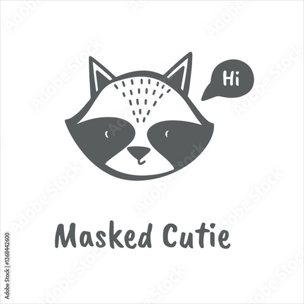 Fototapeta Сute animal faces in scandinavian style vector illustration on white background