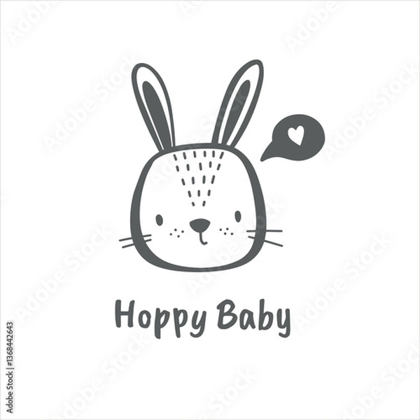 Fototapeta Сute animal faces in scandinavian style vector illustration on white background