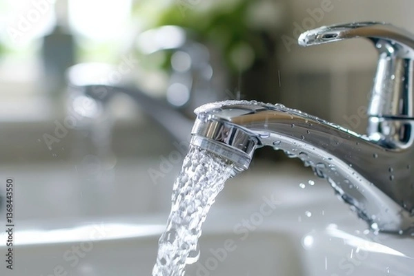 Fototapeta Wasting Water – Continuous Flow from a Leaking Faucet