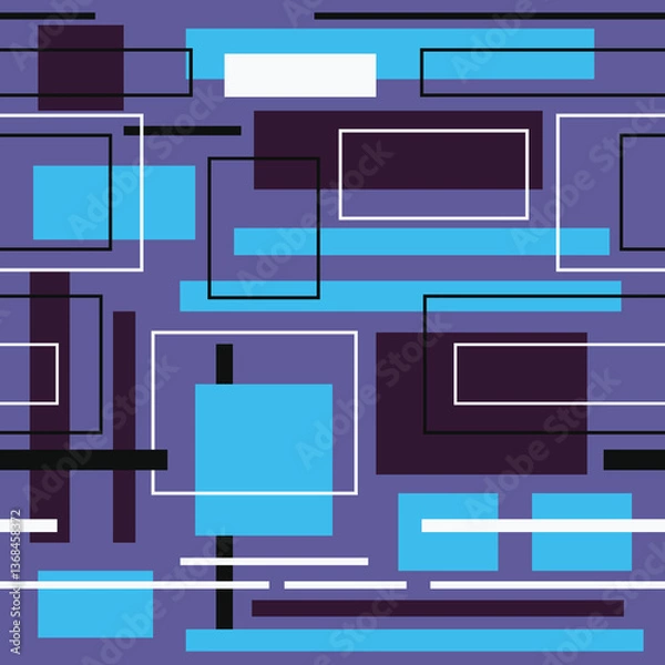 Obraz Abstract geometric seamless pattern rectangles and lines colorful endless texture