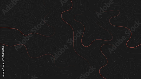 Fototapeta Linear abstract map style dark background