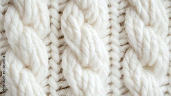 Fototapeta Soft White Knitted Wool Texture Background for Cozy and Warm Designs