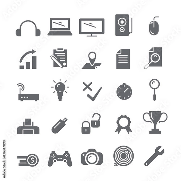 Fototapeta Set black web icon.