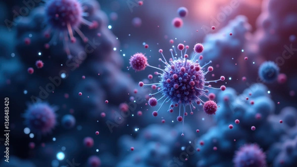 Fototapeta NAD+ molecule with a blue background, highlighting its importance in cell metabolism and health.