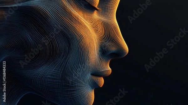 Fototapeta A hyperrealistic 3D render of a human face with intricate skin details.