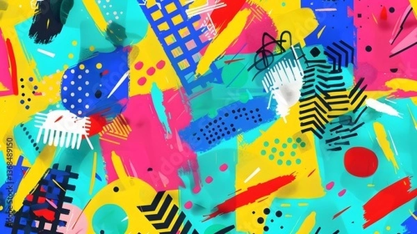Fototapeta Modern Multicolor Futuristic Pop Art Pattern with Bold and Bright Colors, Embracing Contemporary Design and Vibrant Visuals for a Dynamic and Energetic Artistic Expression
