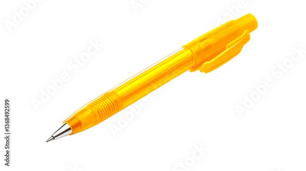 Fototapeta Orange Transparent Pen Floating on Black Backdrop, cut out transparent