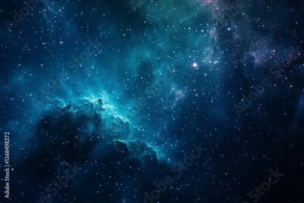 Fototapeta Exploring the Deep Space Nebula with Scattered Stars and Cloud Formations