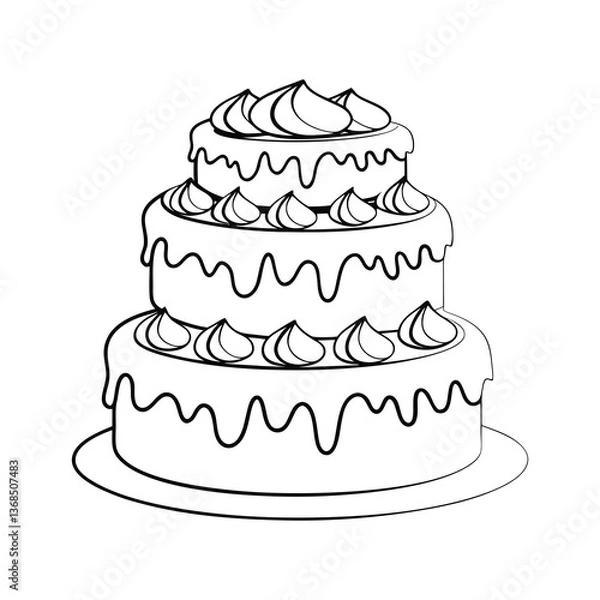 Fototapeta wedding cake vector illustration