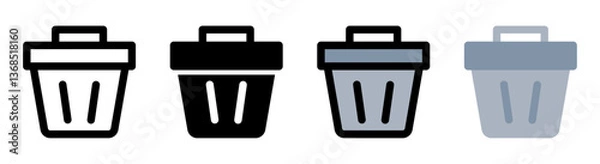 Fototapeta The stylish trash can icon features a clean, minimalist aesthetic. Perfect for environmental, recycling, and waste reduction themes.
