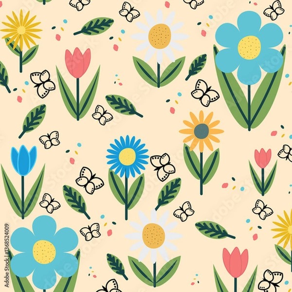 Fototapeta seamless pattern with flowers