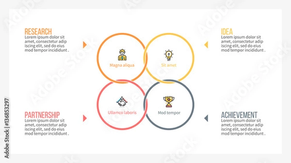 Fototapeta Pie chart. Presentation template with 4 steps, options.
