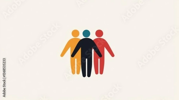 Fototapeta Abstract representation of unity and togetherness with colorful figures symbolizing friendship and collaboration.
