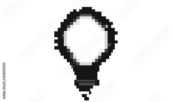 Fototapeta Black and white pixel art icon representing an idea in a minimalistic yet memorable style
