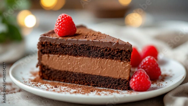 Obraz chocolate cake with raspberry