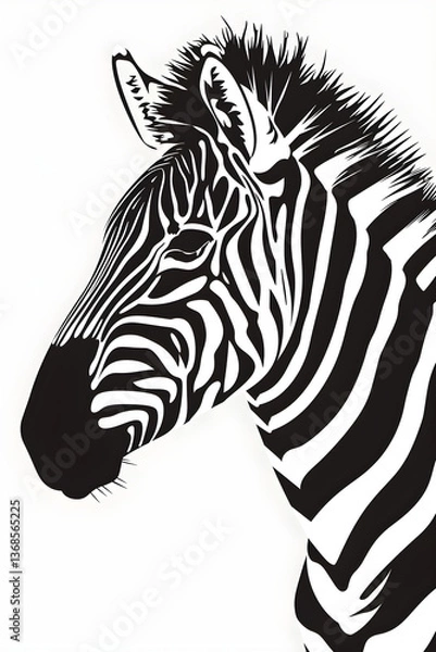 Fototapeta Elegant Vector Illustration of a Graceful Zebra in Mid-Stride with Intricate Detailing, Ideal for Design Projects