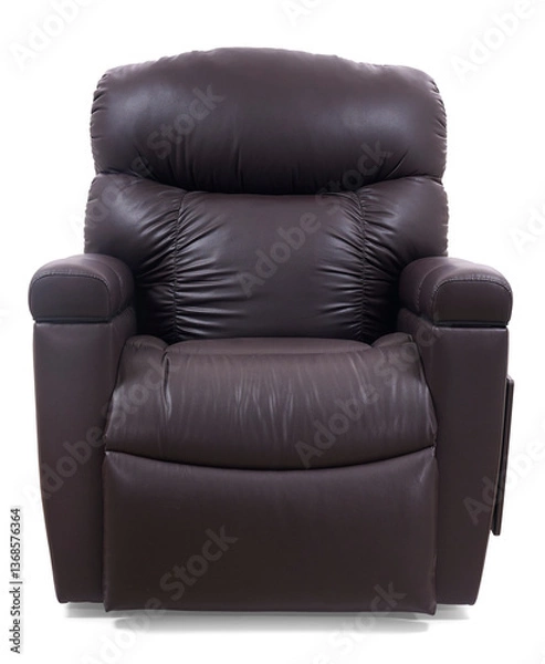 Obraz Vintage black leather tufted armchair on a simple backdrop