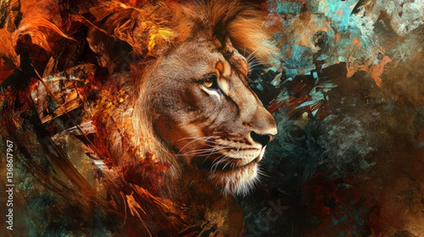 Fototapeta Lion for graphic work. Lion abstract art background.Animal backdrop wallpaper