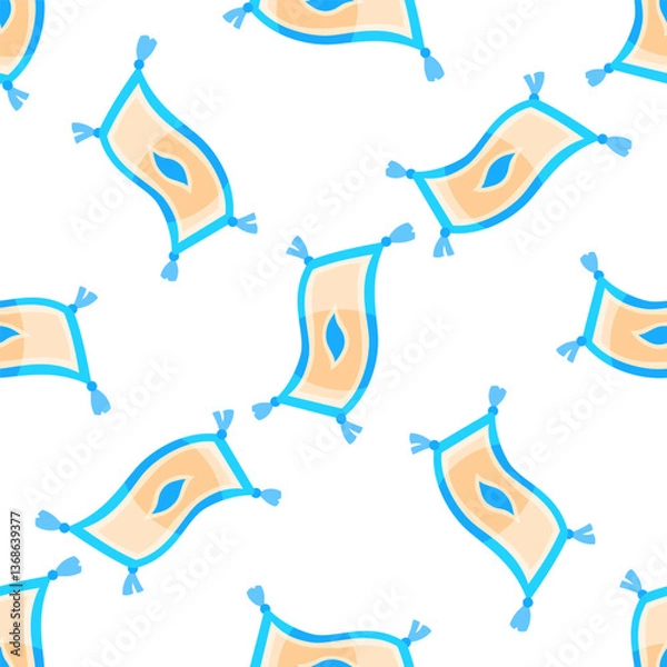 Obraz Seamless pattern with magic flying carpets soaring through white background