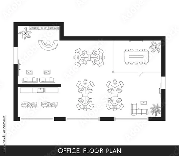 Obraz Office interior project top view plan