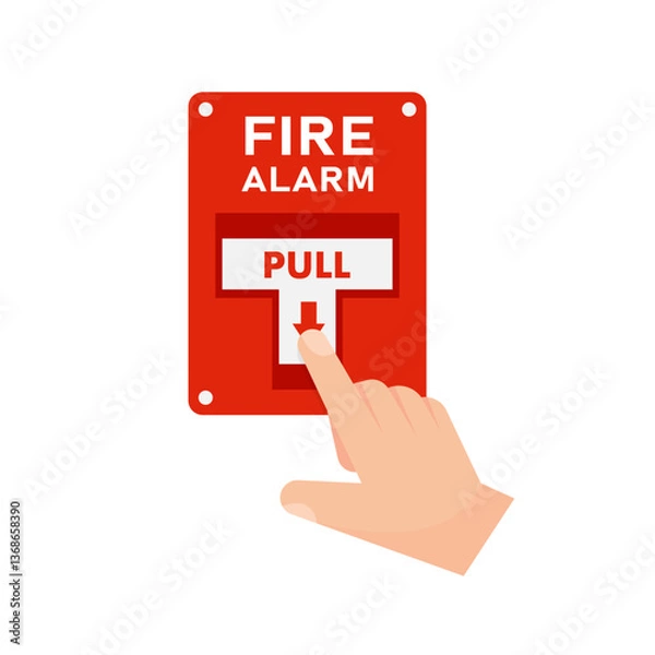 Obraz Hand pulling fire alarm switch for emergency fire break out