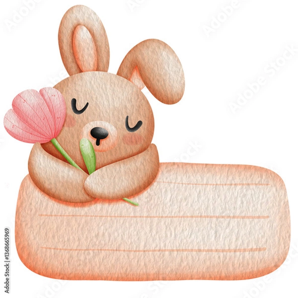 Obraz Easter bunny holding a sign