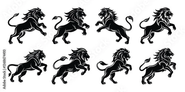 Fototapeta Lion wild animal silhouettes. Good use for symbol, logo, web icon, mascot, or any design you want. Easy to use.
