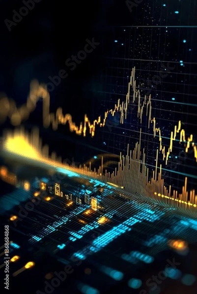 Fototapeta Modern abstract representation of stock market trends.
