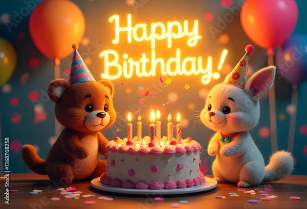 Obraz birthday cake with candles