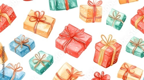 Obraz Elegant Seamless Line Pattern with Christmas and New Year Elements