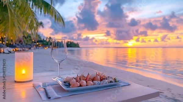 Obraz Beach Sunset Dinner Platter