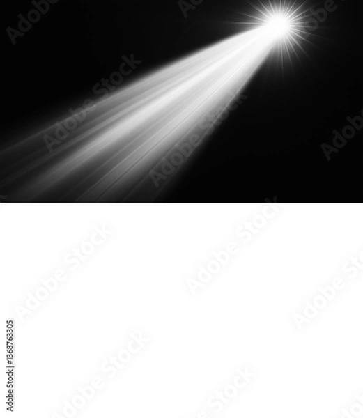Fototapeta Bright light beam with glowing halo and subtle haze isolated on transparent background