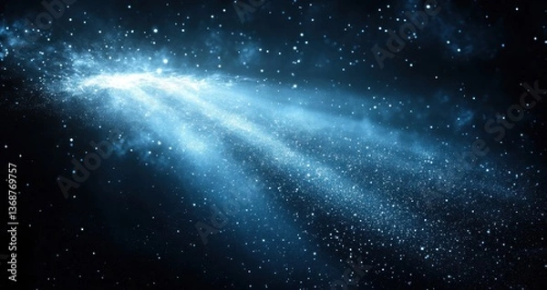 Fototapeta Dynamic light beam in a picturesque cosmic starry expanse