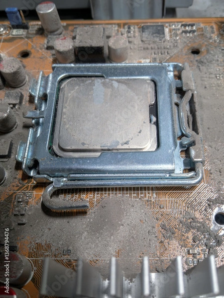 Obraz CPU in dust on motherboard