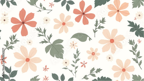 Fototapeta Floral pattern background. Floral pattern design. Minimalist Floral Fabric Pattern. 