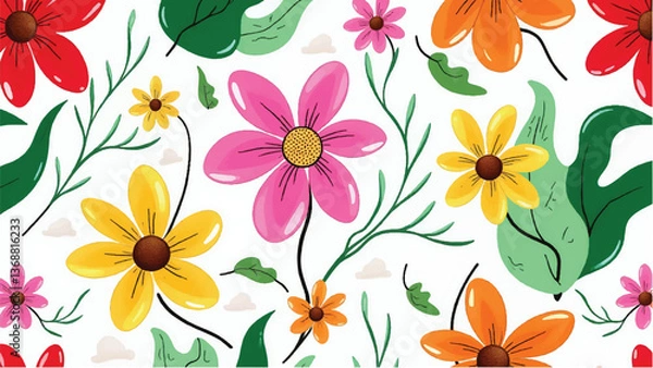 Fototapeta Floral pattern background. Floral pattern design. Minimalist Floral Fabric Pattern.