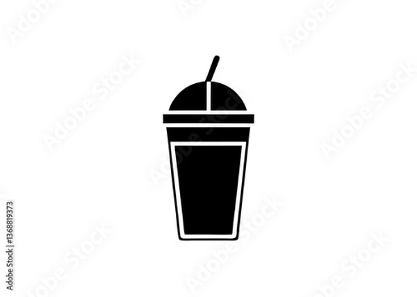 Obraz A hot cup of brown coffee or tea, a vector icon of a breakfast beverage, coffee, tea, cup, beverage, breakfast, drink, hot, brown, vector, icon.