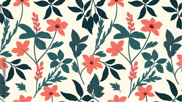 Fototapeta Floral pattern background. Floral pattern design. Minimalist Floral Fabric Pattern.

