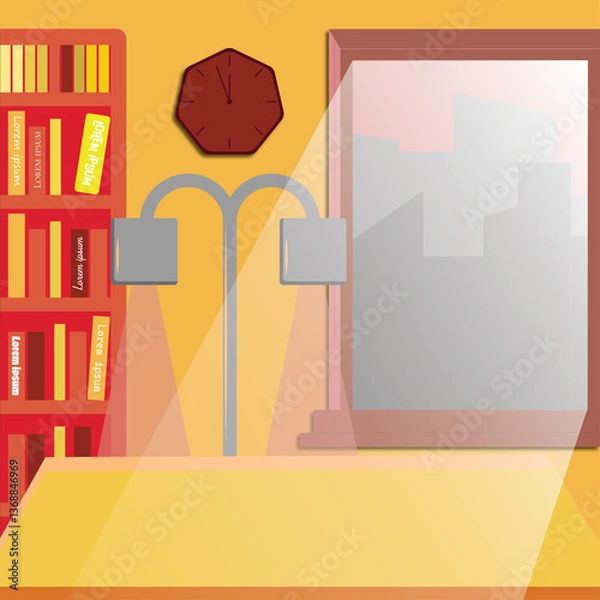 Fototapeta vector illustration of a bookshelf