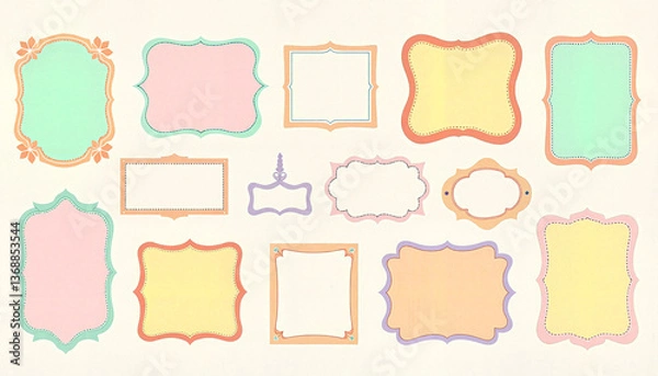 Obraz Decorative pastel frames on light background, creative design concept