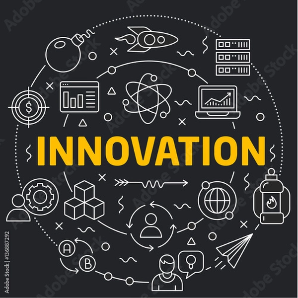 Obraz Vector linear illustration dark background innovation trend