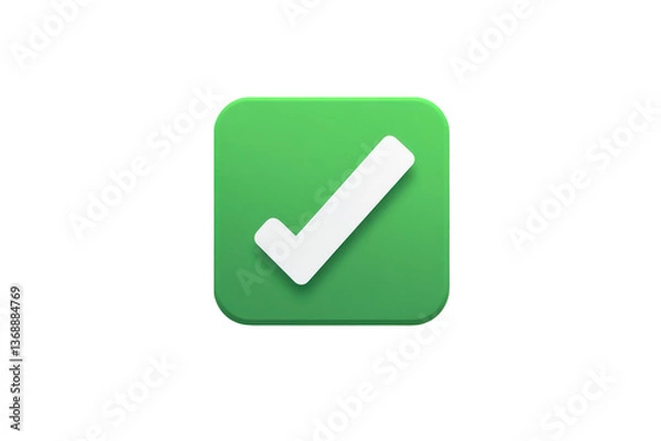 Obraz Green checkmark icon with minimalist design and rounded corners as an approval symbol isolated on transparent background
