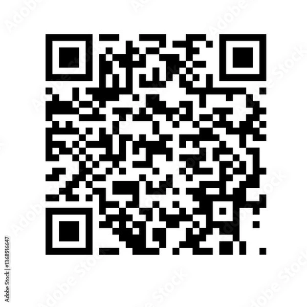 Fototapeta Geometric black QR code mosaic on white background for cryptography and app development