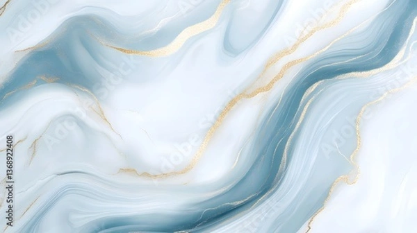 Fototapeta Luxurious Fluid Marble: A captivating macro view of swirling fluid marble, showcasing flowing gradients and luxurious golden veins. 